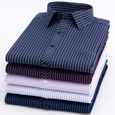 Striped Men Shirts Long Sleeve Regular Fit Classical Male Casual Shirt with Front Pocket