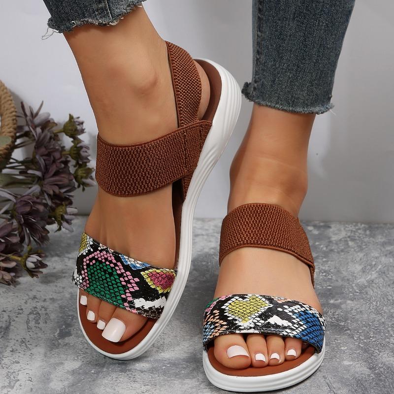 Fashion New Casual Shoes Loose Fitting Leopard Print Slippers Thousand Birds Stripe Design Rubber Outsole Women's Sandals Zapatos Mujer