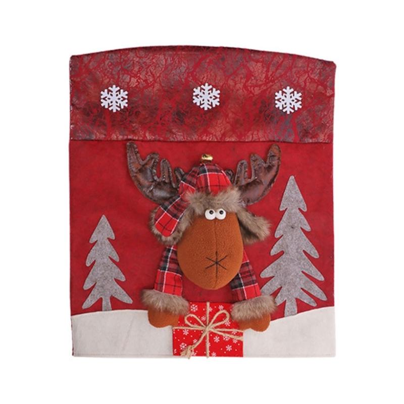 

Christmas Themed Santa and Snowmans Chair Slipcovers Nonwoven Materials Quick Setups Holiday Decoration