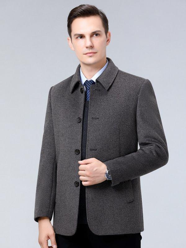 Men’s Double-Sided Wool Coat: Slim Fit, Cashmere Overcoat, Business Style for Autumn/Winter.
