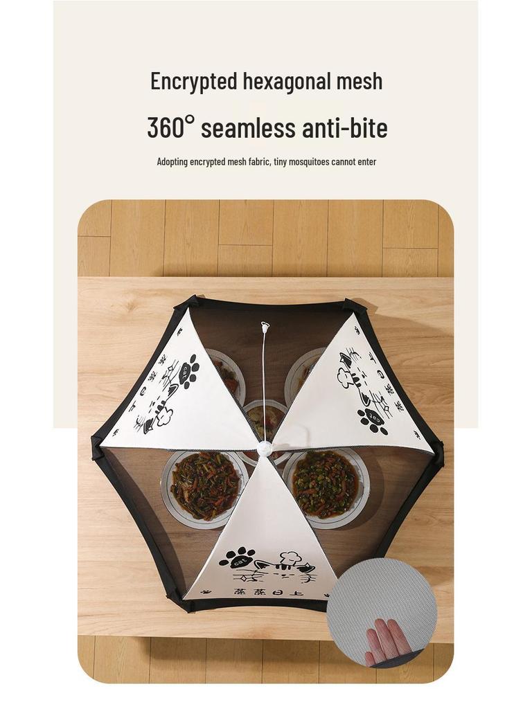 Large Foldable Food Cover - Dustproof, Insectproof, Flyproof, New Style Umbrella for Dining Table