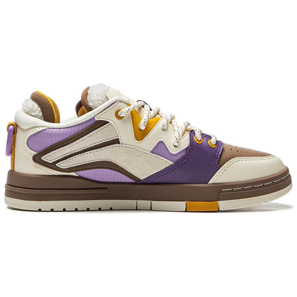 Li Ning Weiw Pro Skateboard Series Comfortable Versatile Non-Slip Durable Low-Top Skate Shoes Women Sneaker White Brown Purple AECU032-3