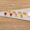 Nidin New Arrival Romantic Heart Shape Inlaid Zircon Charm Stud Earrings 5 Colors For Women Girl Jewelry Wholesale Accessories