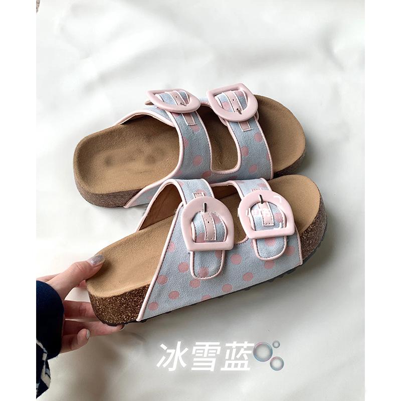 Flower girl~ thick-soled heightening one-word slippers for women's summer wear casual sandals new beach shoes