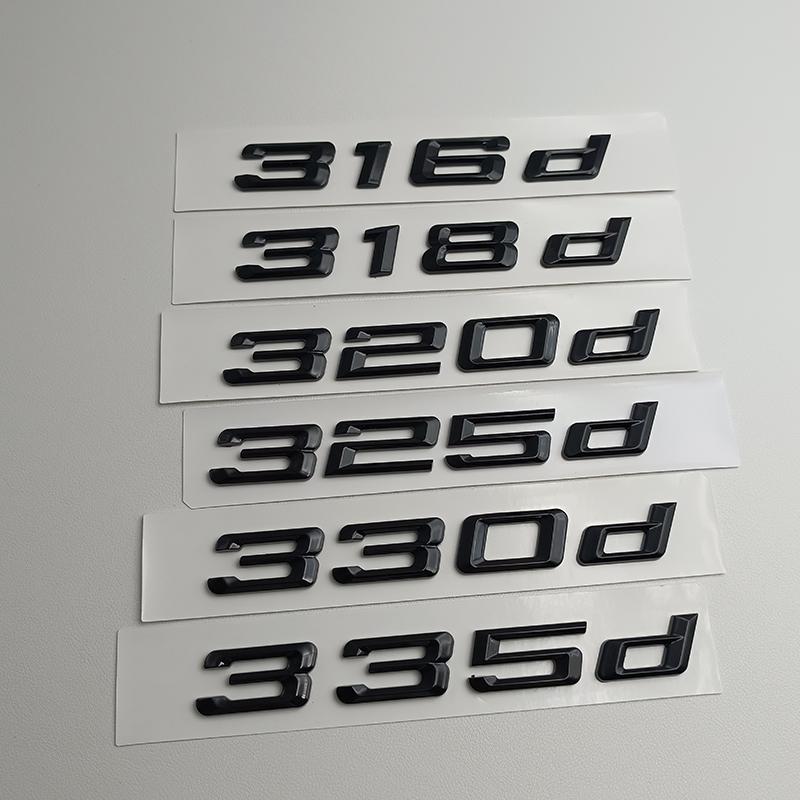 3D ABS Black Logo 318d 316d 325d 330d 320d Emblem Letters Car Sticker Rear Trunk Badge For E90 E46 E91 E92 E93 F30 Accessories