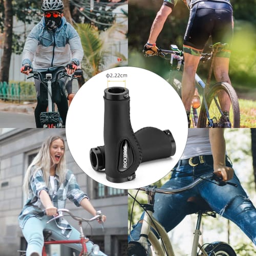 ROCKBROS rukojeť na kolo, ergonomická rukojeť, tlumení nárazů, menší únava, ergonomická rukojeť se silikonovou podložkou, dvojité pevné zamykání, pro 22,2 mm, L