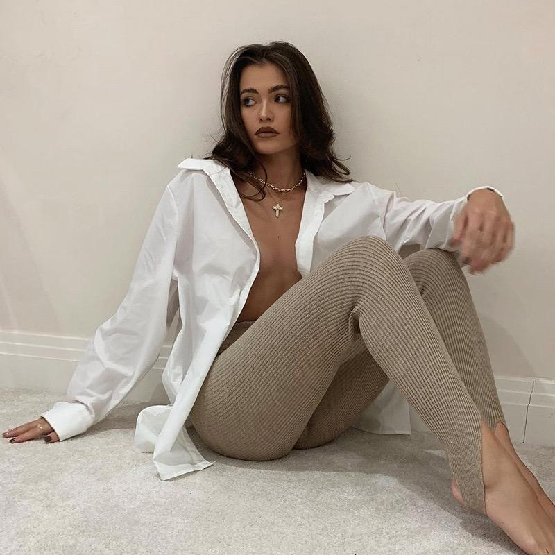 Skinny Strickhose mit hoher Taille und Schritt-auf-Fuß-Design, warme Winter-Leggings mit schmaler elastischer Taille, lässige Streetwear für Damen