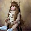 BZDOLL Realistic Lifelike Reborn Baby Girl Doll Toy 55 CM 22 Inch Full Vinyl Body Brown Long Hair Princess Toddler Bebe
