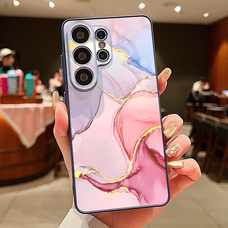 Magnetic For Magsafe Case For Samsung Galaxy S26 Ultra S25 Edge S24 Plus S23 FE S22 A54 A55 A56 5G Pink Marble Pattern Matte Cover
