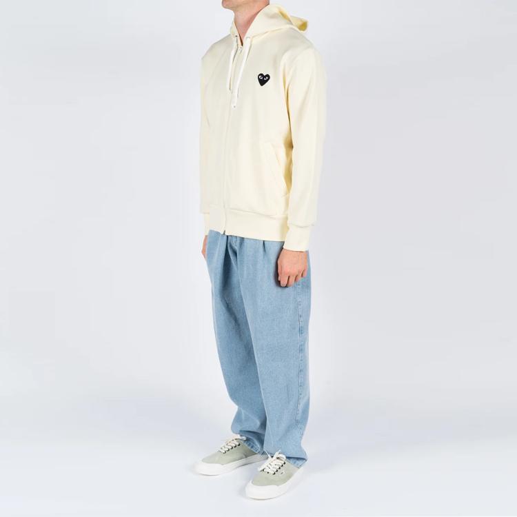 Como Des Garcons Play Sudadera con capucha con cremallera Corazón Negro Grande AZ-T254-051-3