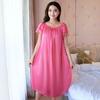 Women Faux Ice Silk Nightgowns Sleeping Dress Medium Length Short Sleeve Nightdress Sexy Sleepwear Home Wear Loungewear Pyjama