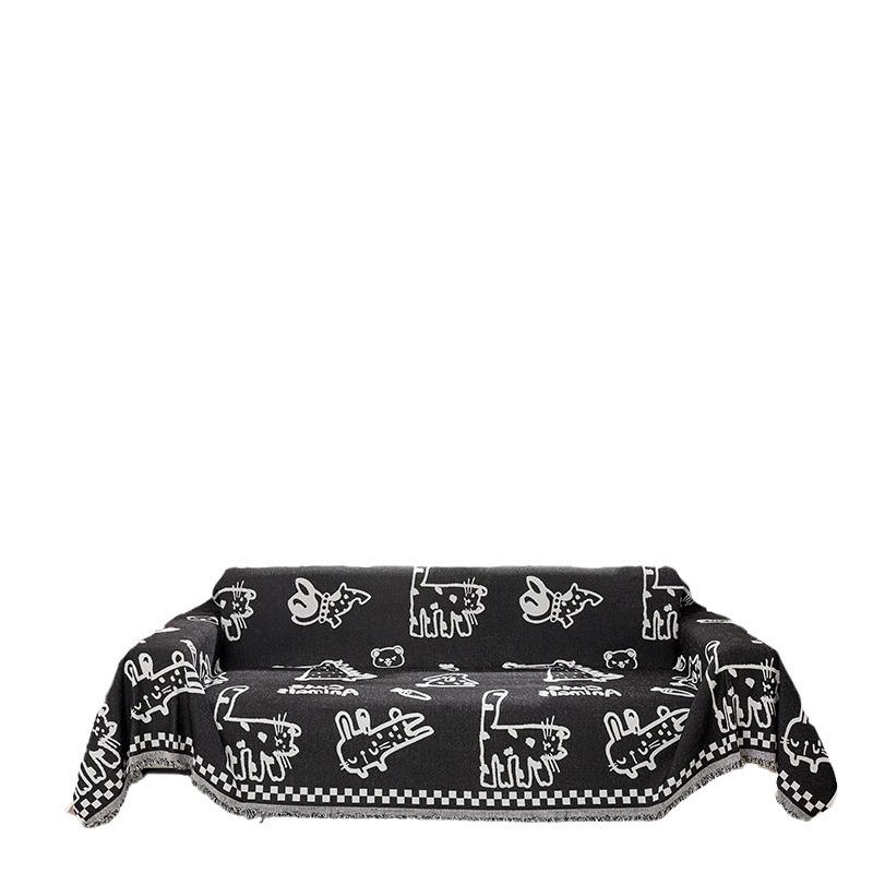 Cartoon Sofa Cover Cloth, Chenille Sofa Towel, Anti Cat Scratch All Inclusive Sofa Towel Couch Covers for Sofas Cute Sofa Cover