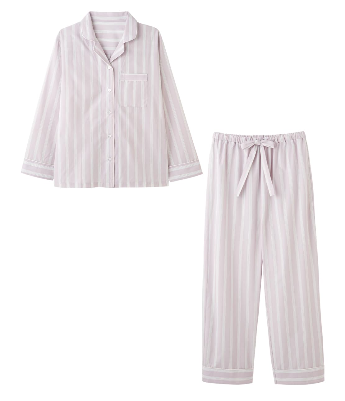 

Peach John Cotton Blend Long Sleeve Top and Bottom Comfortable Cotton Blend Shirt Striped Sizes Set, Pajamas, Lavender, M/L