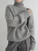 Women's European & American High Neck Wool Sweater - Autumn/Winter Soft Thick Loose Pullover Knitwear, Solid Color.