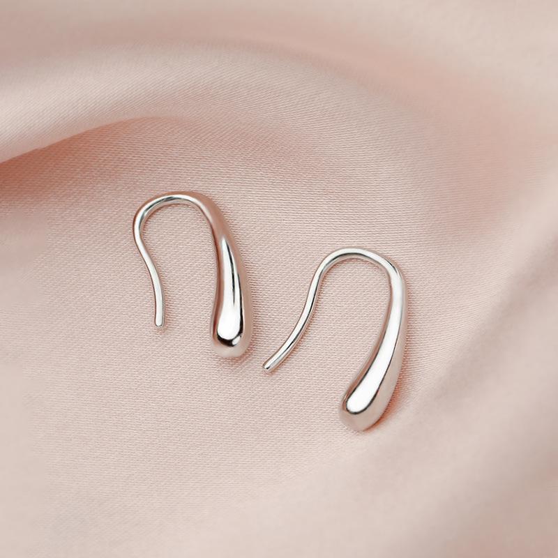 S925 Sterling Silver Women's Simple Korean Style Water Drop Stud Earrings for Sleeping