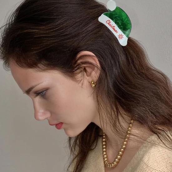 Christmas Hat Hair Claw Scalp Protection Shark Hair Clip Shower Back Head Hair Claw Versatile Hair Accessories