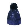 Modische dicke Herbst Winter Herren Damen Mützen Gestrickte Damen Mützen Mützen Pelz Pailletten Bling Mütze Wärmer Haube Damen Freizeitkappe