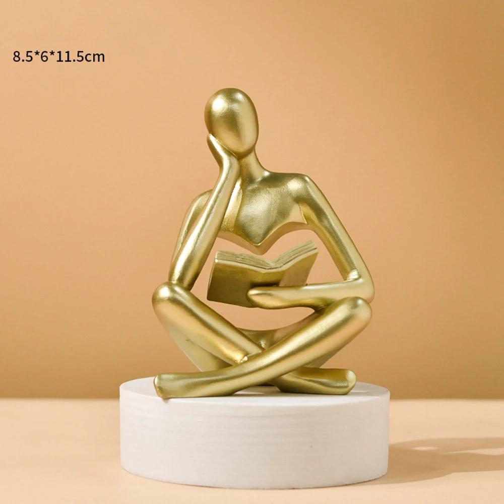 

Abstract Thinker Reading Person Sculpture, Modern Resin Figurine Statue for Bookshelf Desk Decor, Home Office Ornament Gift