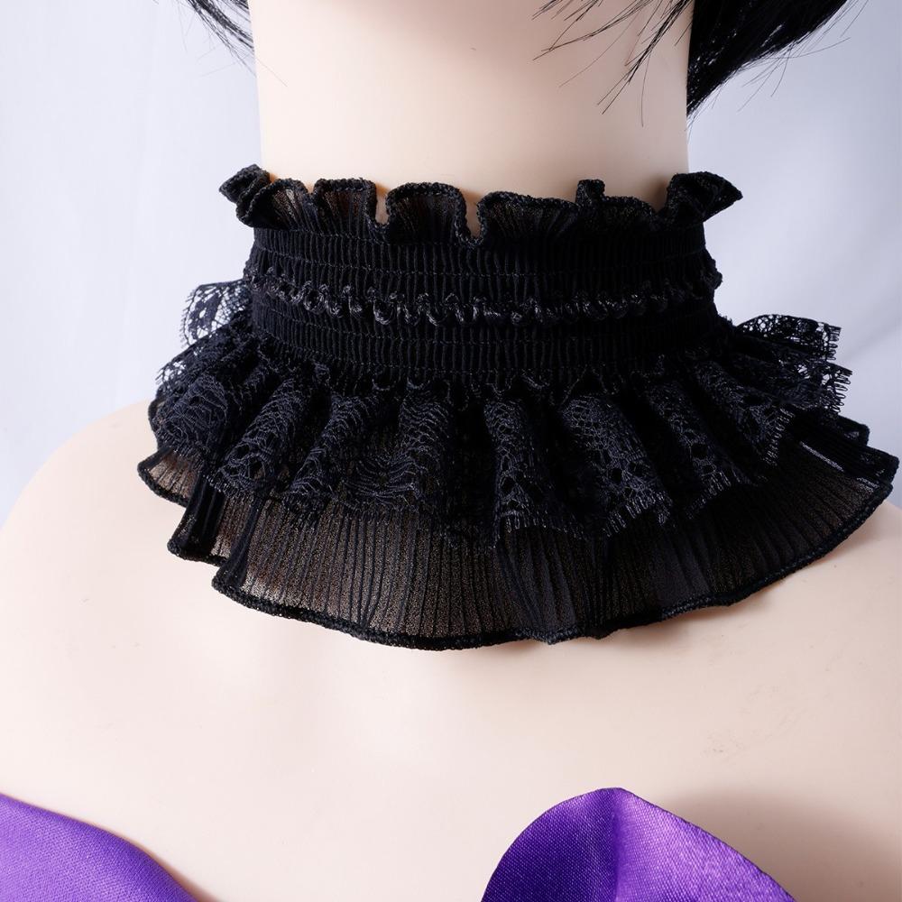 New Ruffled Edge Fake Collar Detachable Black White Cloak Scarf False Collar Women Girls