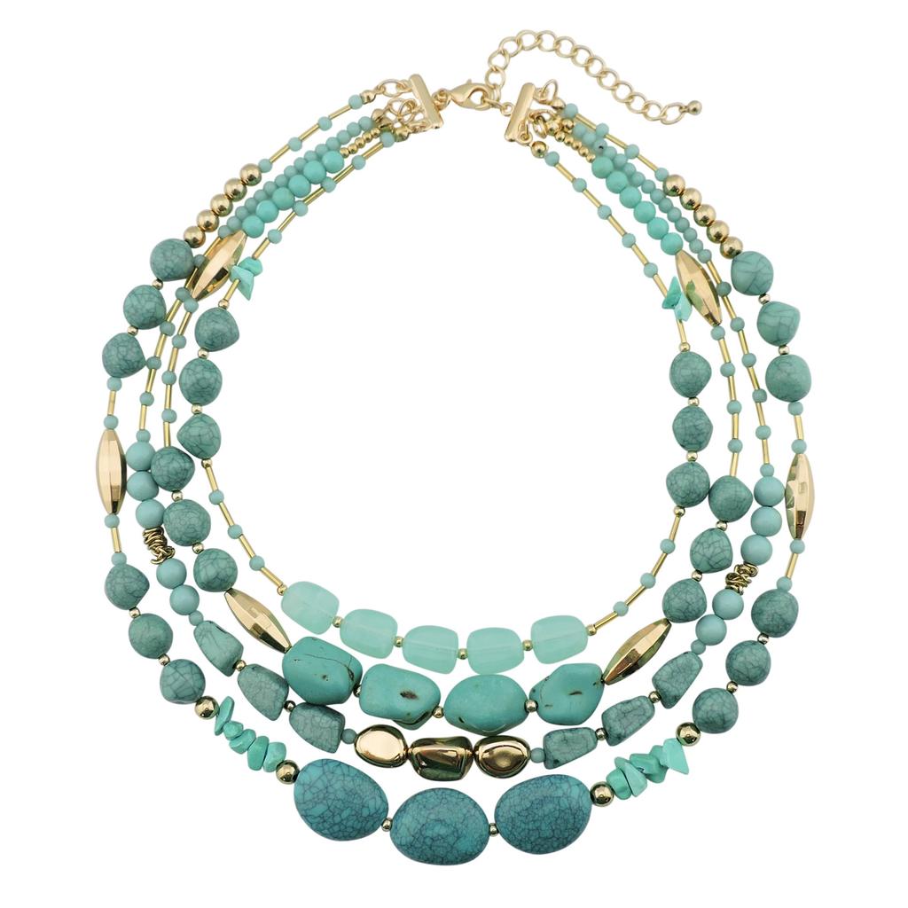 Multi-layer Beaded Necklace, Acrylic Turquoise European and American Style Necklace, High-end Accessories