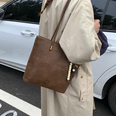 Handtasche mit großer Kapazität für Pendler, Damen Herbst und Winter neu, retro, schlichte Schulter-Tragetasche, hochwertig