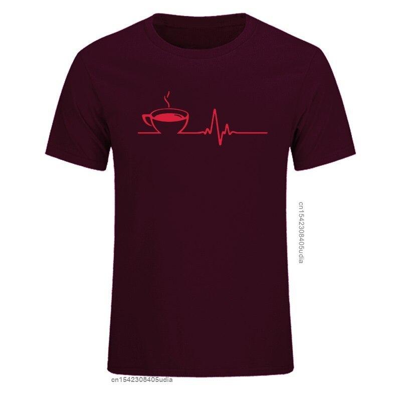 T Shirt Brand Men Short Sleeve Round Collar Coffee Heartbeat Camisas Casual The Funny Tshirt Printing T Shirts