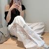 Lace Stitching Overalls Summer New Thin Women's Hollow Street Dance Pants White Casual Loose Wide-leg Trousers