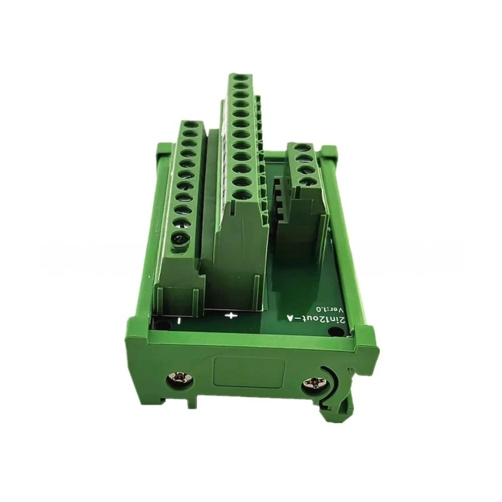 Power Strip 2 Input 12 Output DIN Rail Mounting 78mmx49mmx46mm Power Distribution Terminal Block Splitter Board For DIN Rail