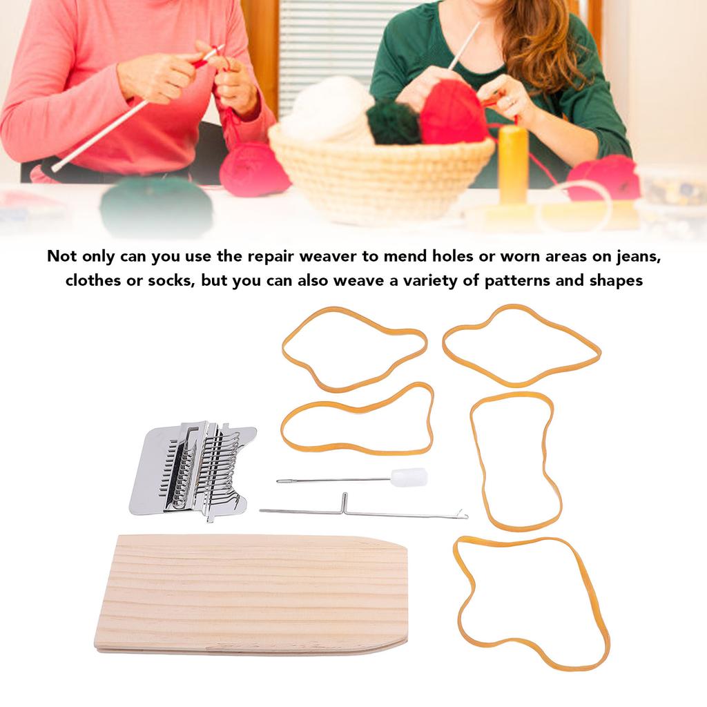 Mașină de cârpit cu croșetă Mașină de cârpit din lemn Mașină de tricotat șosete și haine pentru repararea DIY a blugilor