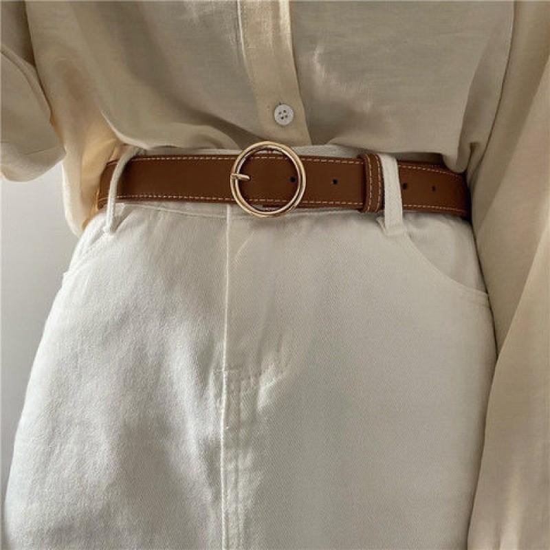 Pu Chic Minimalist Leather Belt With Unique Buckle Options For Stylish Wear