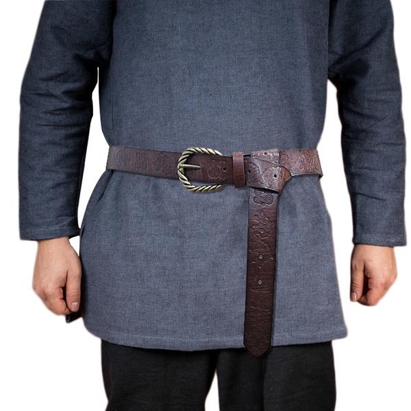 Medieval Full Embossed Wolf Faux Leather Belt Middle Age Renaissance Waist Belt LARP Ren Faire