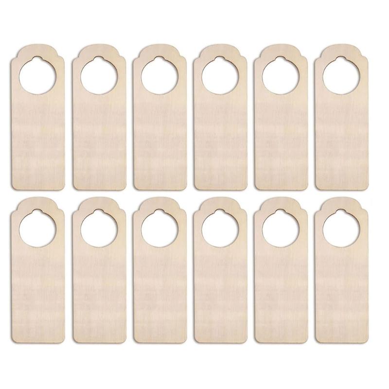 

12Pcs Unfinished Wood Door Hangers Unfinished Wood Door Knob Sign for Crafting Welcome Sign Busy Notices Home Decoration