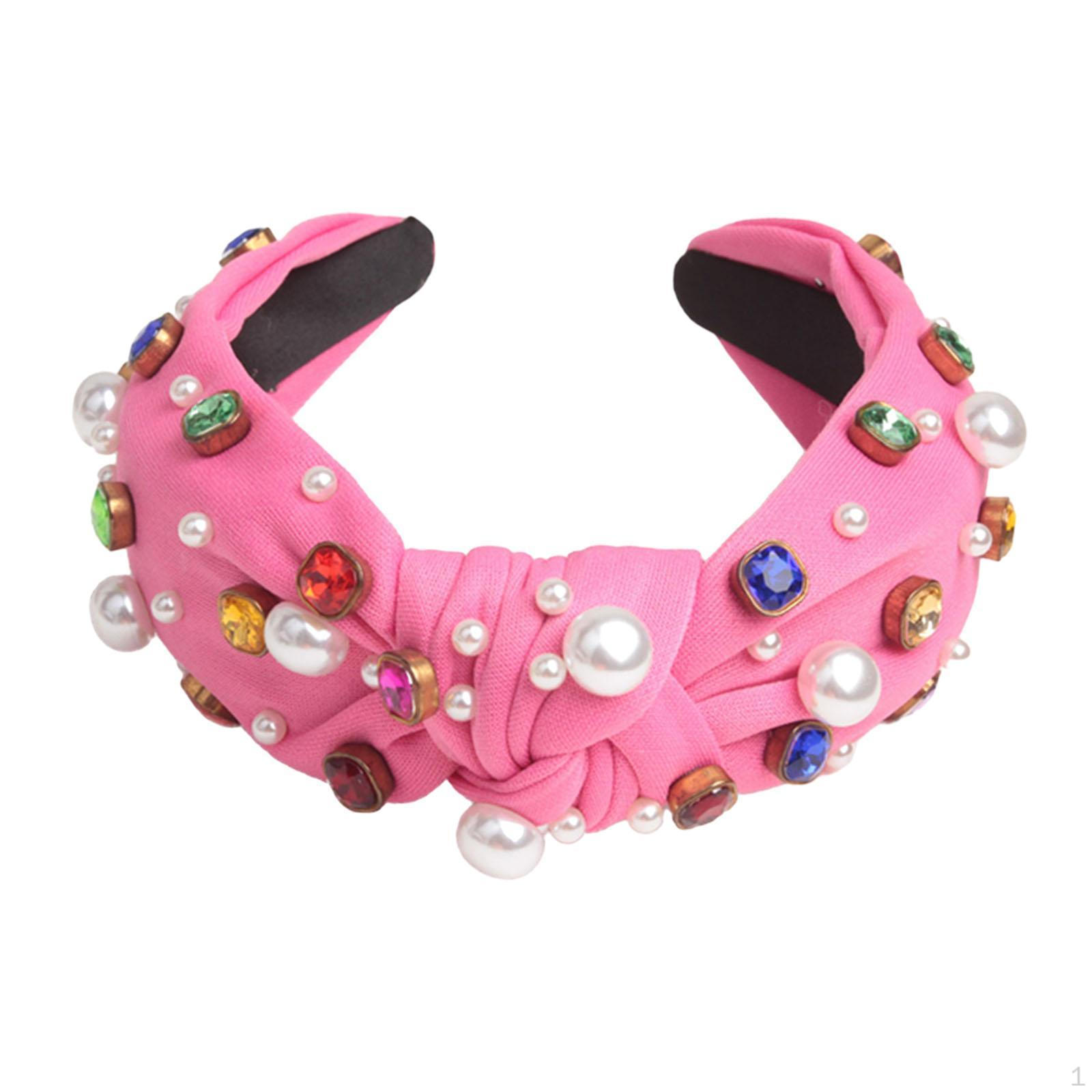 

Модная повязка на голову со стразами для женщин и девочек розовый