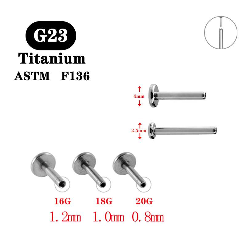 

10PCS G23 Titanium 16G 18G 20G Push in Plug Back Base Stud Earrings Lips Nose Piercing Tragus Body Jewelry Accessories 0.8x5x2.5mm