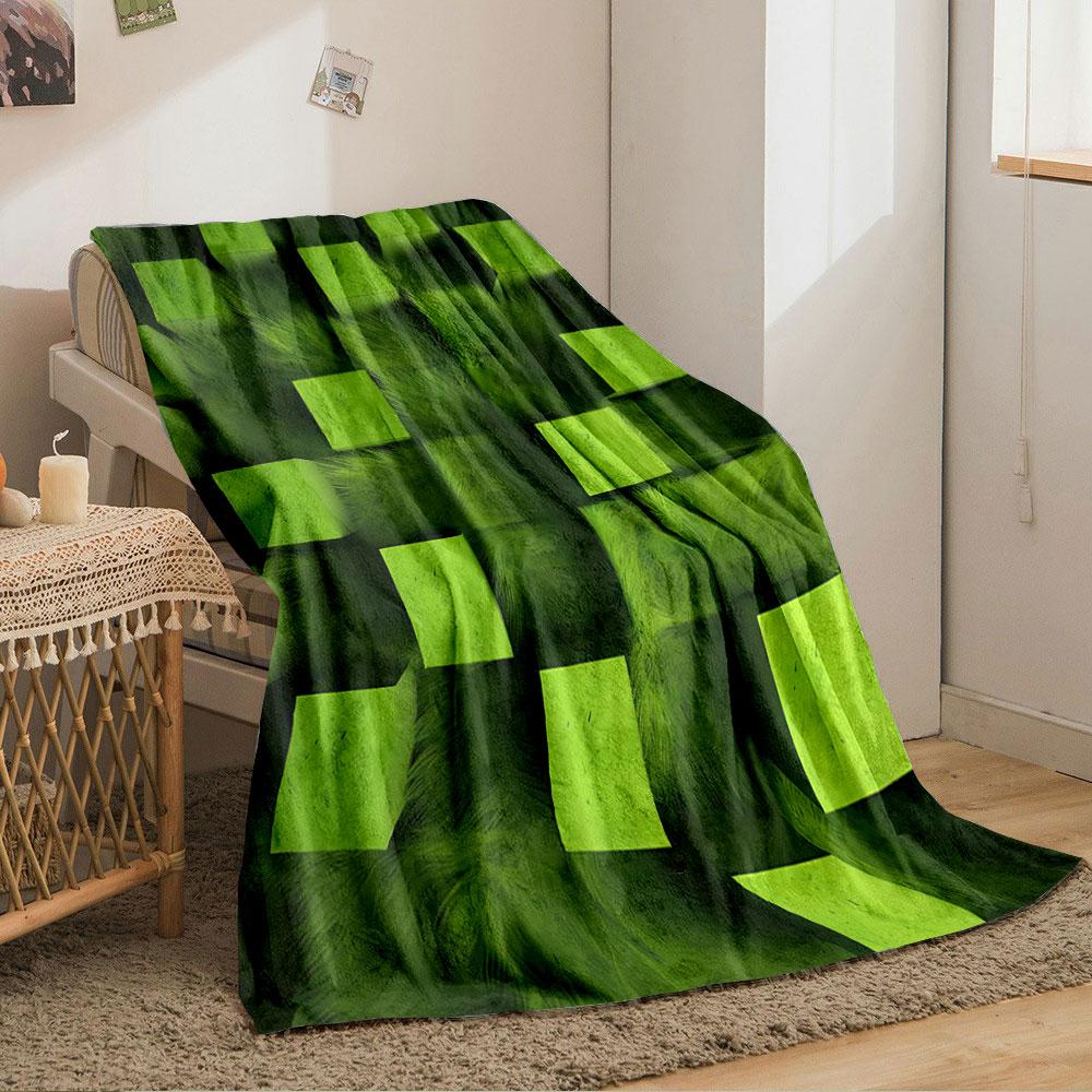 Green Geometric Texture for All Seasons Blanket Lunch Break Throw Gift