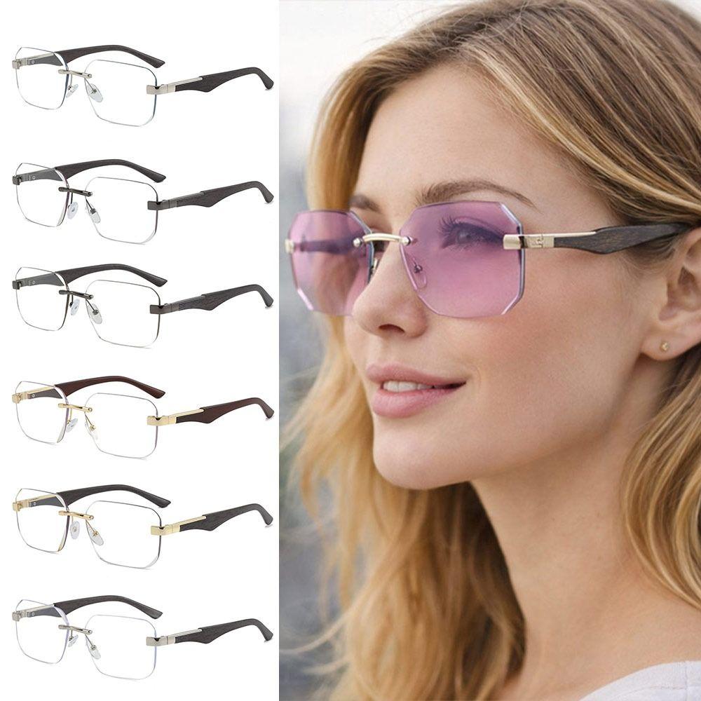 Fashion UV Protection Wood Grain Sunglasses Outdoor Street Photography Ultra-Light Rimless Sun Glasses Scratch-Resistant Shades