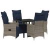 Ensemble de Salle à Manger de Jardin vidaXL 5 Pièces avec Coussins Gris Poly Rattan 3379598