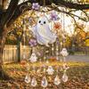 Dekorativní ozdoba do interiéru i exteriéru, Halloweenský větrný zvonek, Barevný lapač slunce s ptáčky, Roztomilý tajemný větrný zvonek s duchem pro zahradu, Závěsný