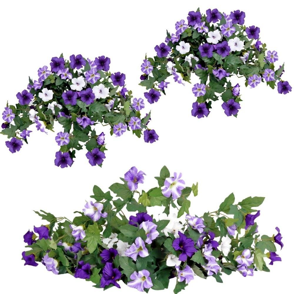 UV Resistant Artificial Petunias Flowers Realistic Weather Resistant Simulated Leaf Vines Vibrant Colors Faux Petunias Balcony