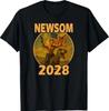 Gavin Newsom 2028 Stoere Patriottische Leider Rijdend op Dinosaurus T-shirt