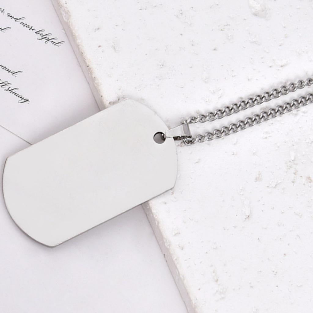 Men's Stainless Steel Engraved Hip Hop Military Dog Tag Pendant Necklace