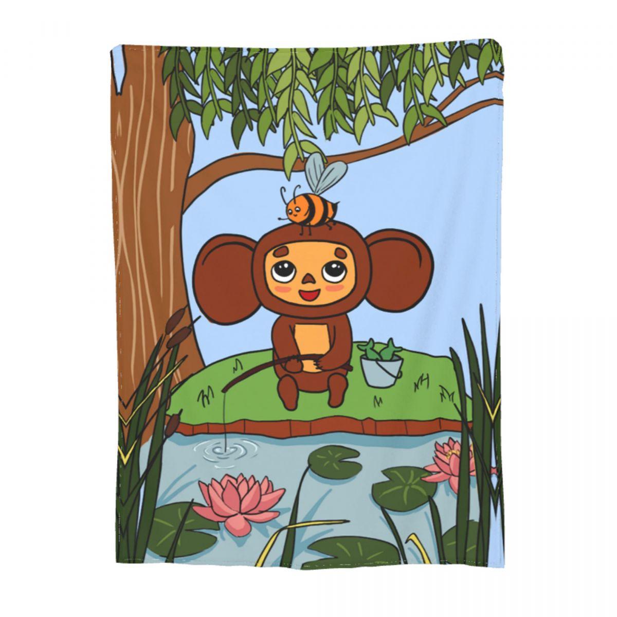 Multifunction Cheburashka Blanket Accessories Room Decorative Blanket Throw Soft Fleece for Couch 75X95CM