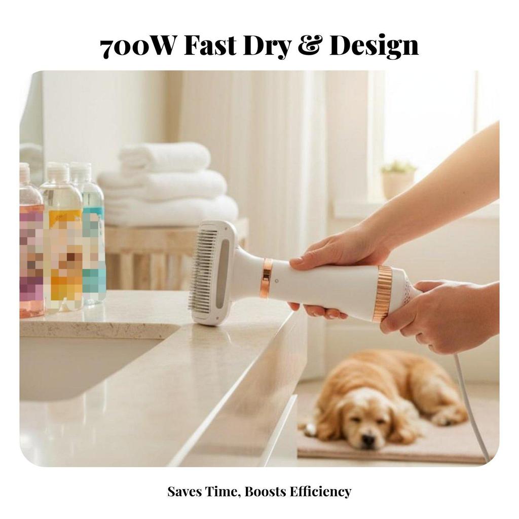 2in1 Pet Hair Dryer Brush Quick Dry Low Noise for Kitten/puppy 10W