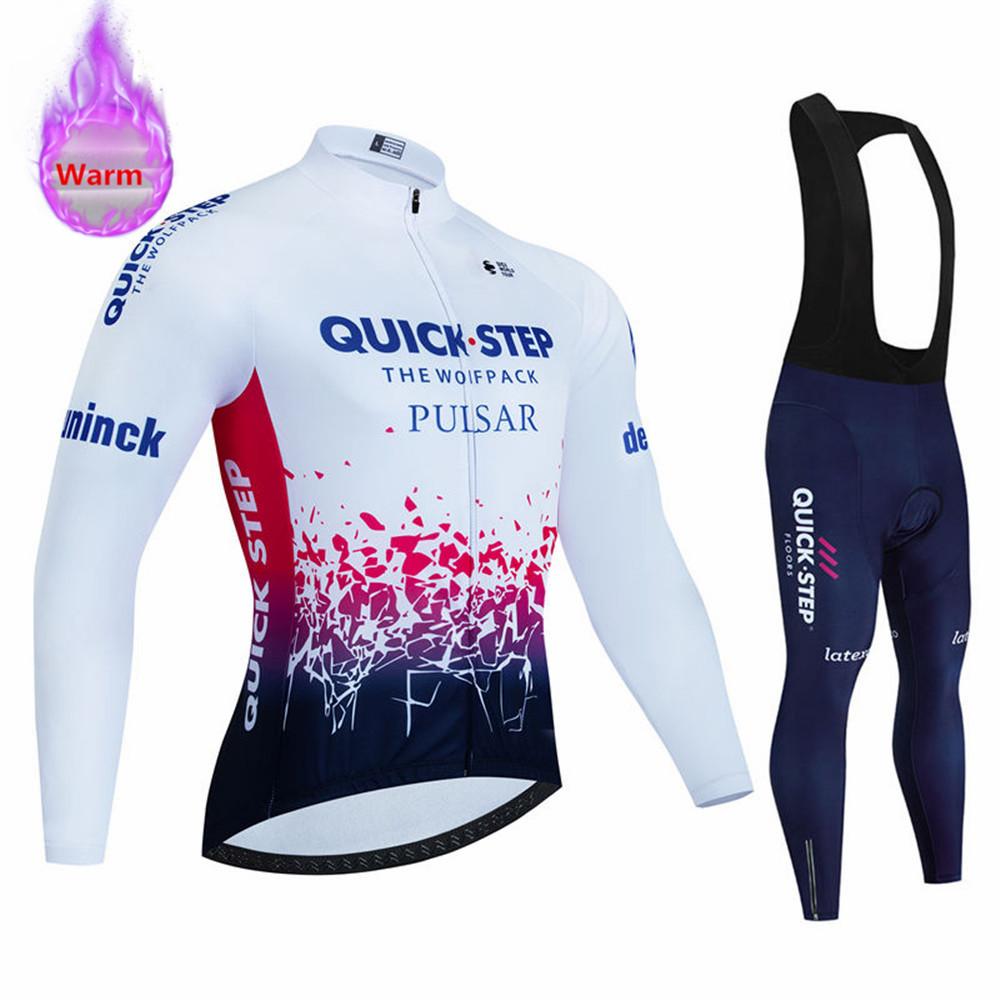 Soudal Quick Step 2026 Zimní cyklistický dres Termo fleecové cyklistické oblečení MTB Bicicleta Set Oblečení na cyklistiku Triathlon Cyklistický oblek