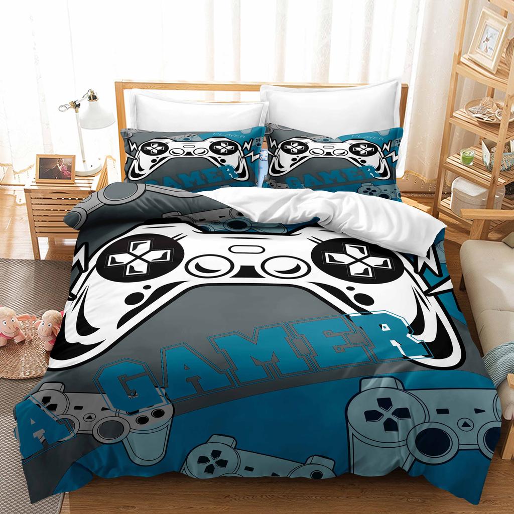 3D Printing Boy's Room Bedding Set Game Handle Duvet Cover 2/3 Pieces AU140 * 210 Full Size Quick Drying Easy Cleaning Home Decoration