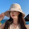 Bowknot Decor Fisherman Hat Lace-up Design Sunshade Hat New Girls Basin Caps  Beach Activities
