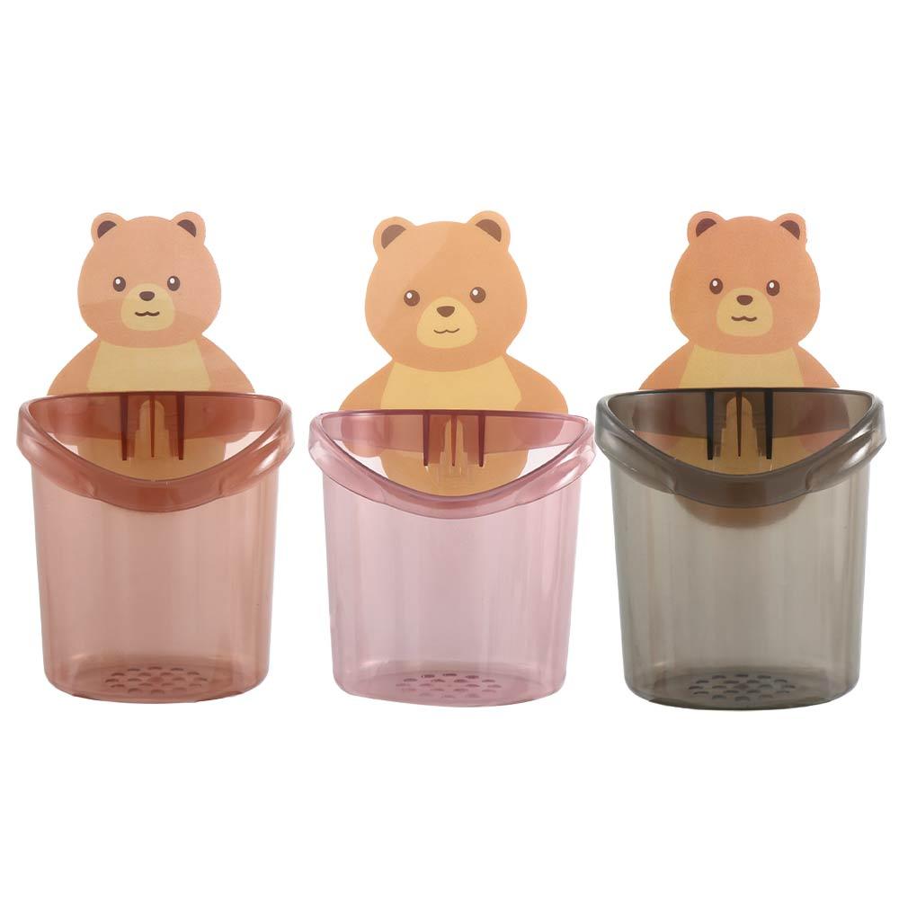 Storage Box Bear Shaped Cute Toothpaste Rack Razor Stand Toothbrush Holder Cup Organizer