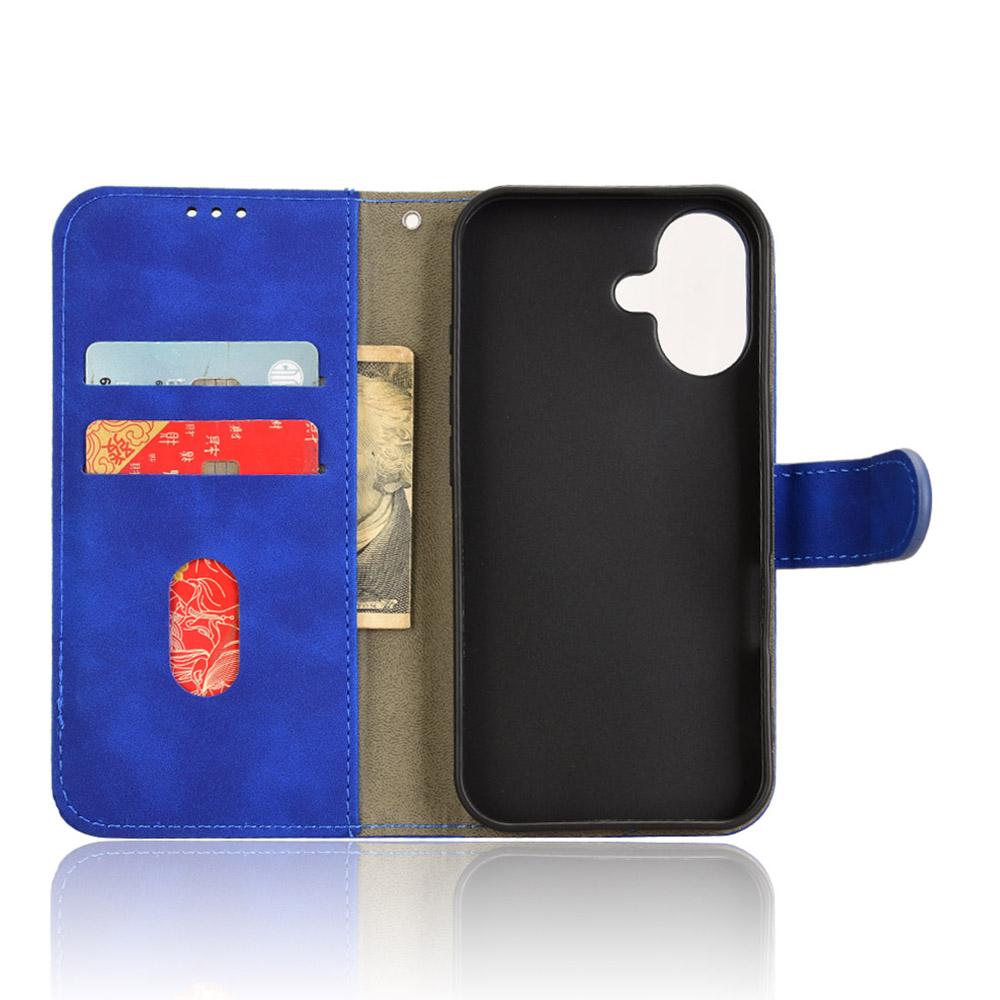 For iPhone 16 Plus Leather Case Skin-Feel Anti-Drop Wallet Flip Phone Cover