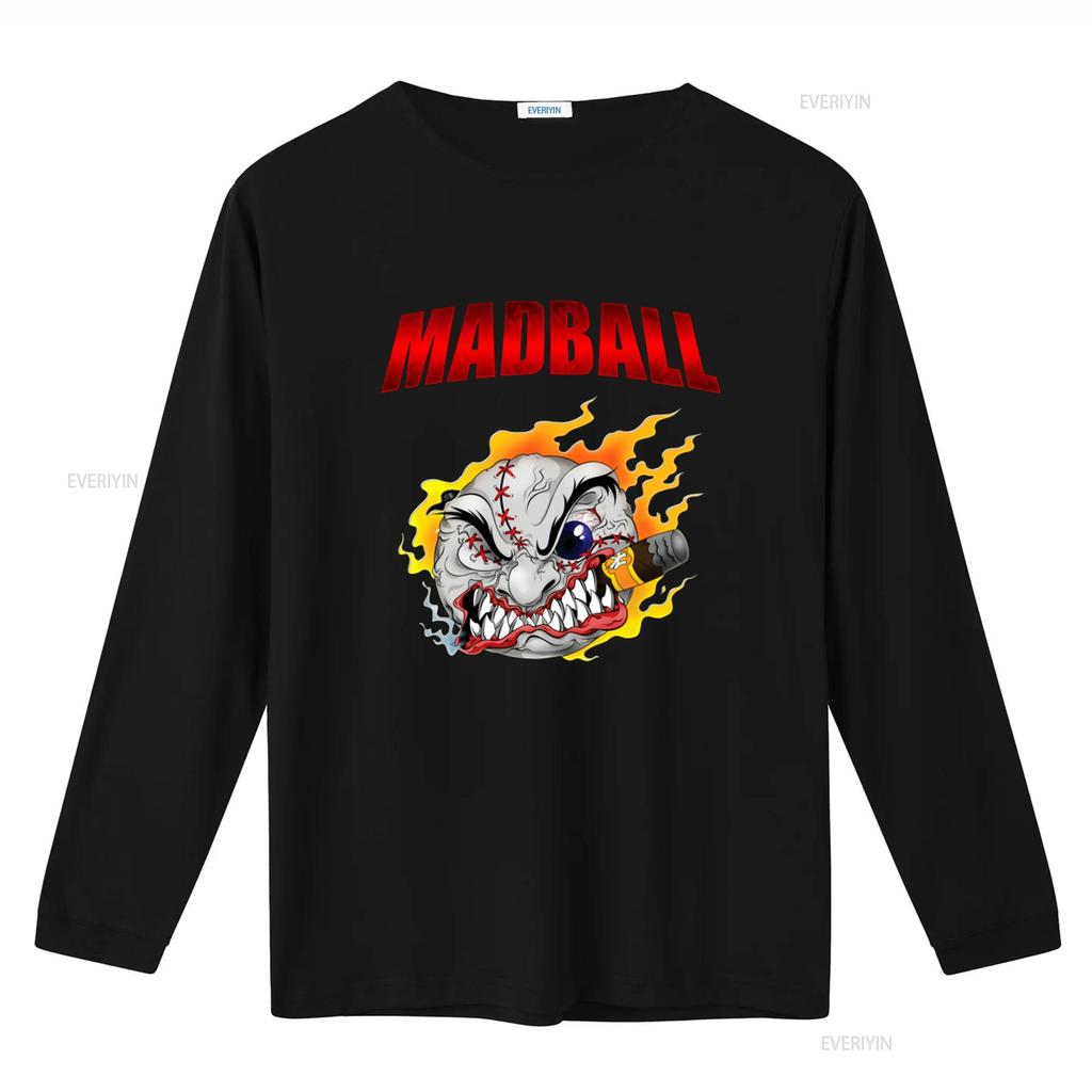 Madball Mad Ball Logo T Shirt Unique Design with Flaming and Bold Font Perfect for Streetwear Enthusiasts Vintage Washed
