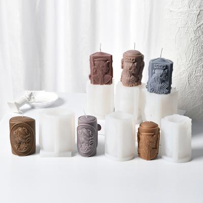 3D Ancient Egypt Queen Candle Silicone Mold DIY Cylinder Relief Girl Mold Human Candle Gypsum Home Desktop Decoration Mould